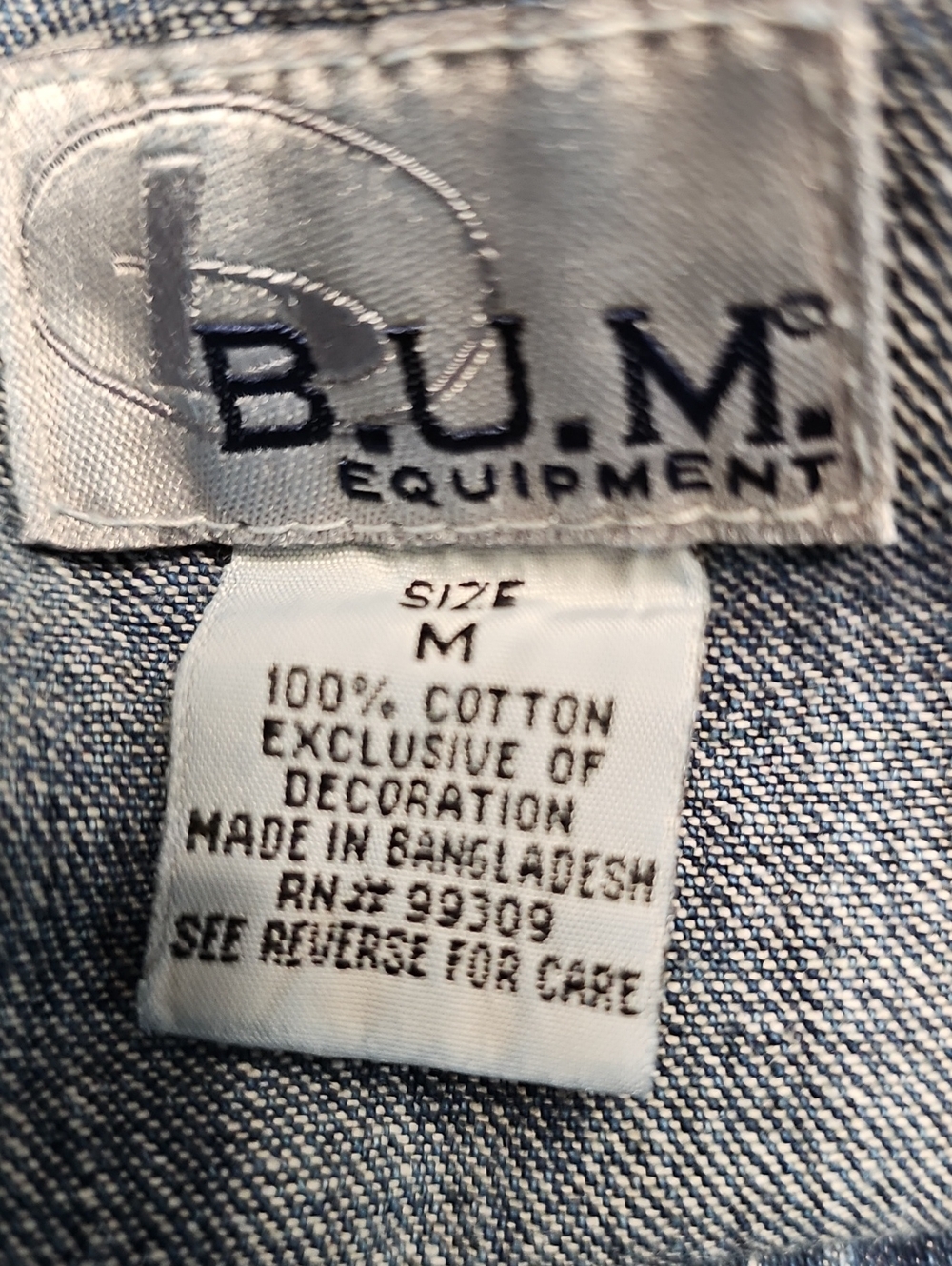 VINTAGE B.U.M. EQUIPMENT ORGINAL ISSUE EST. 1987 Classic Dark Blue Overalls - Picture 7 of 8